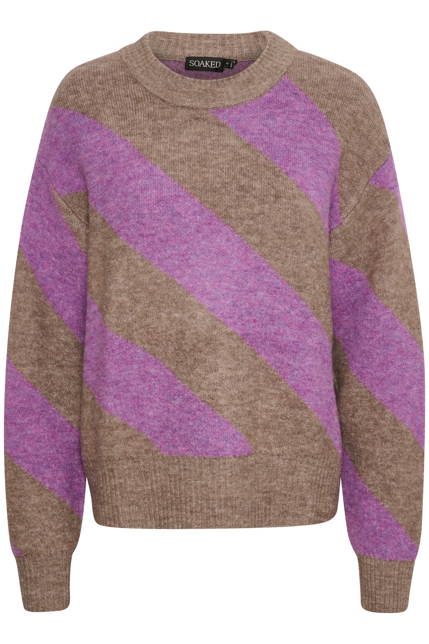 Soaked in Luxury Dio Stripe Pullover Knit Amaranth Purple Stripe