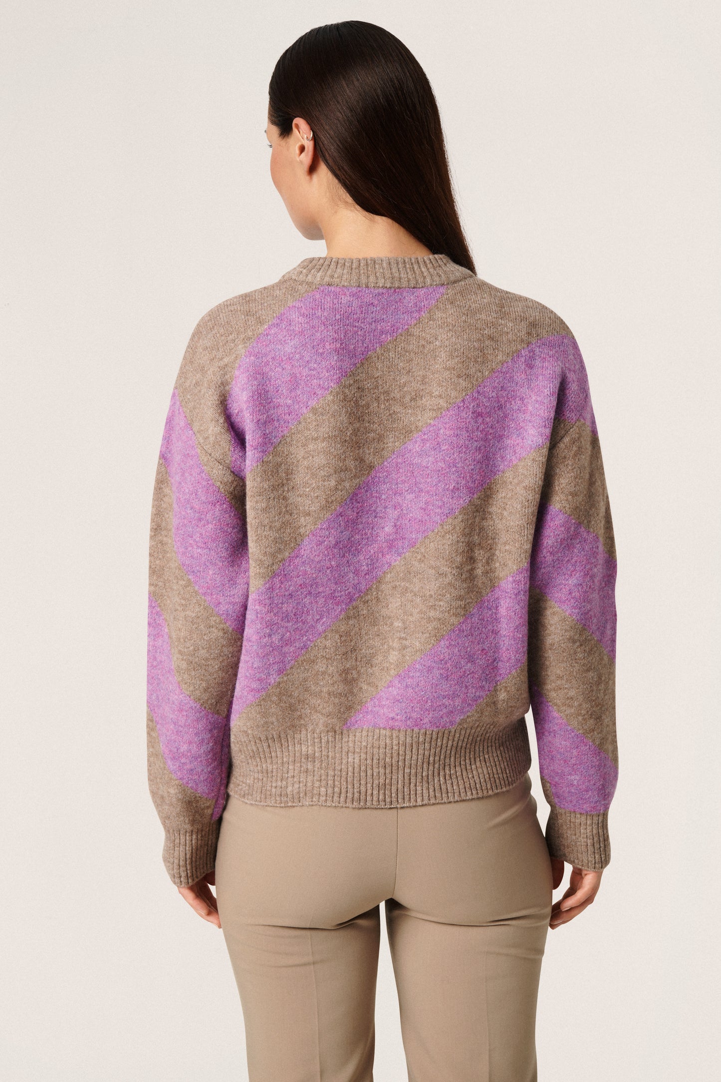 Soaked in Luxury Dio Stripe Pullover Knit Amaranth Purple Stripe