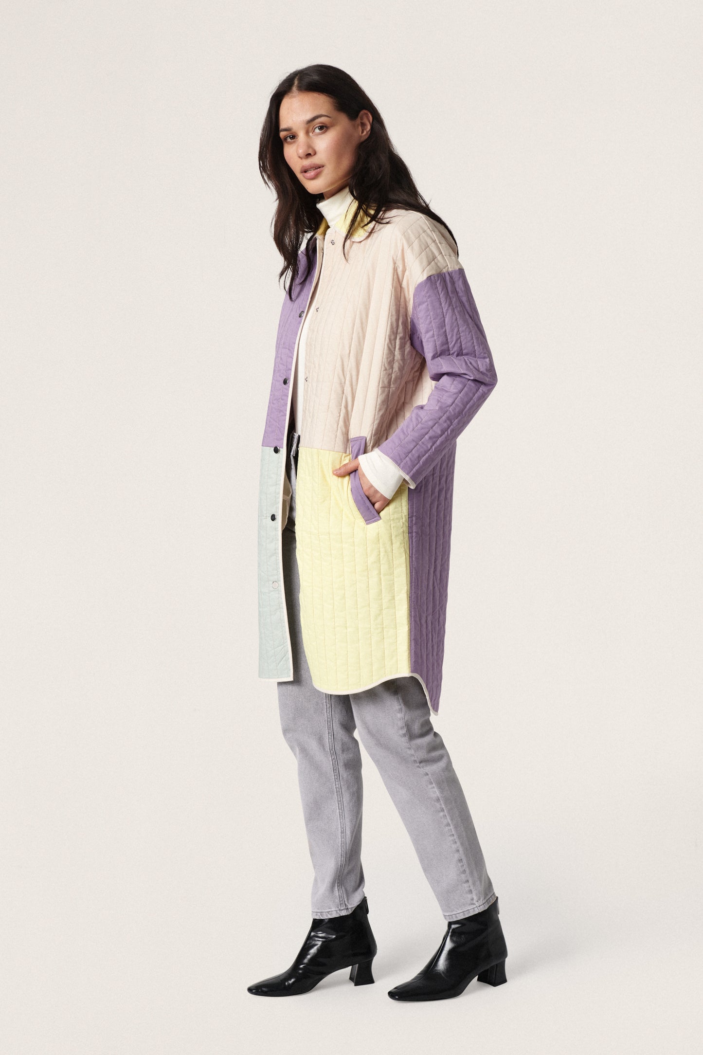 Soaked in Luxury Ewren Quilt Coat Jackets Lavender Gray
