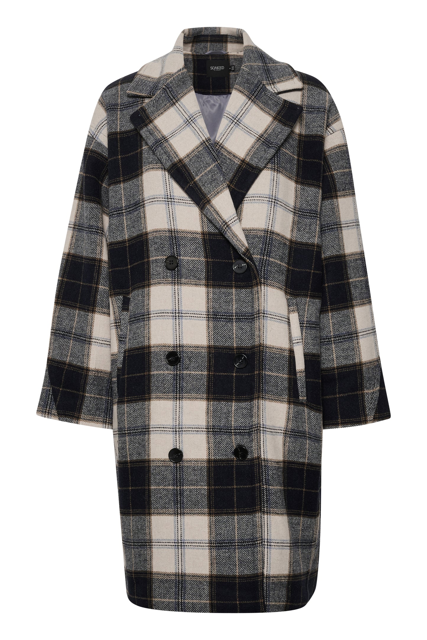 Soaked in Luxury Gael Coat Outerwear Night Sky and White Check