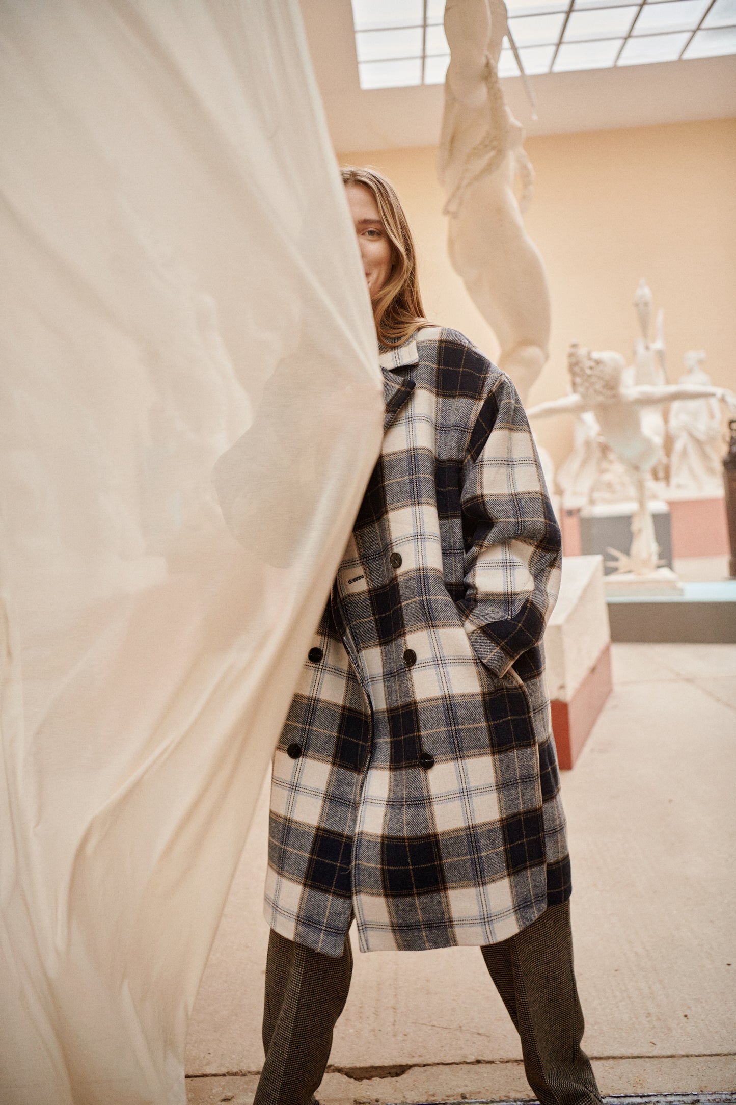 Soaked in Luxury Gael Coat Outerwear Night Sky and White Check