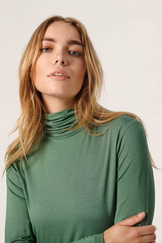 Soaked in Luxury Hanadi Rollneck LS T-shirts Dark Ivy