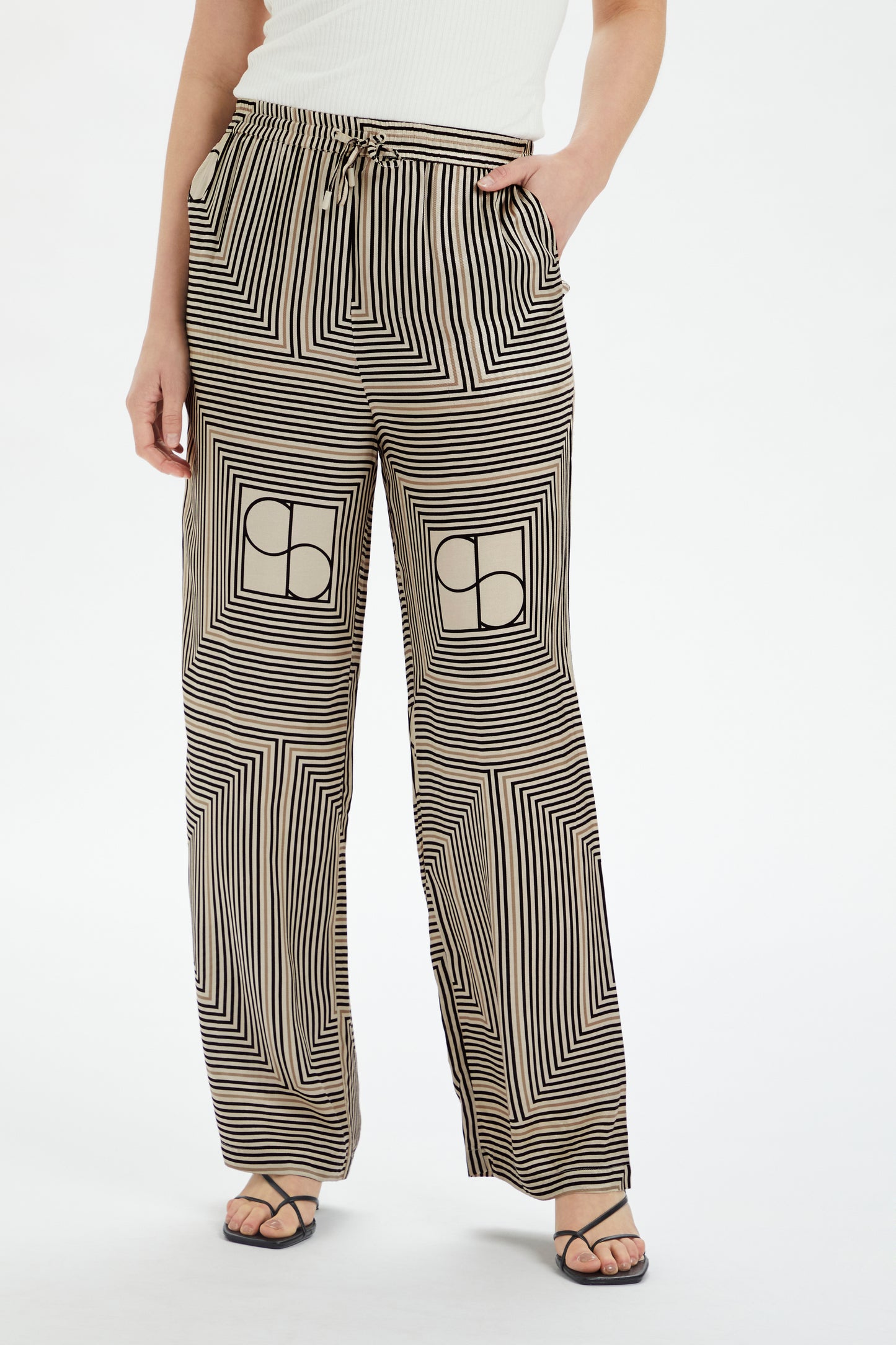 Soaked in Luxury Kimaya Pants Trousers Black Monogram Print