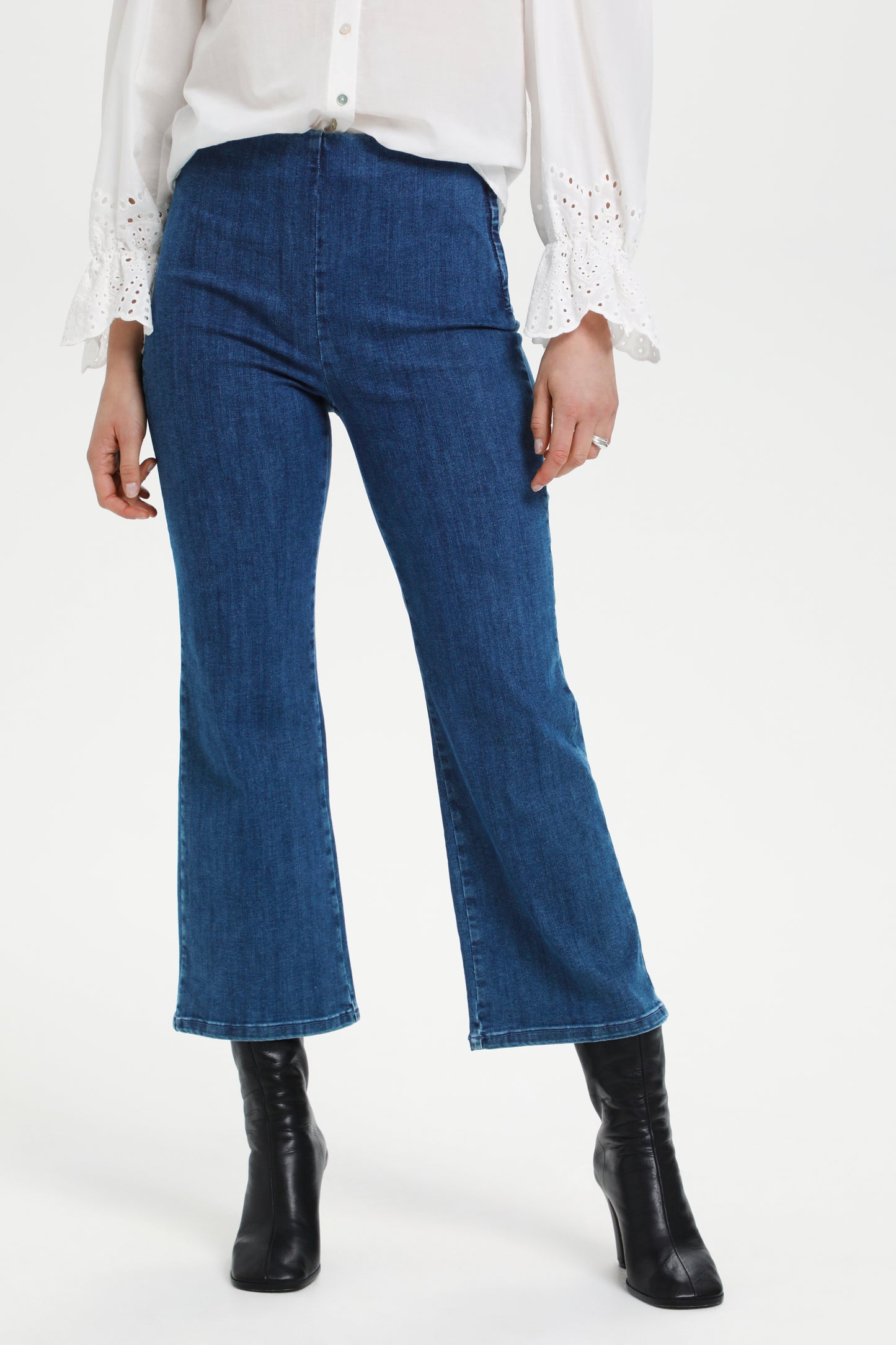 Soaked in Luxury Mady Denim Kickflare Trousers Medium Blue Denim