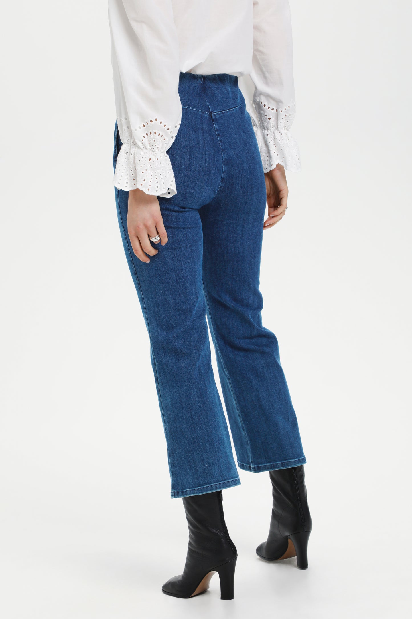 Soaked in Luxury Mady Denim Kickflare Trousers Medium Blue Denim