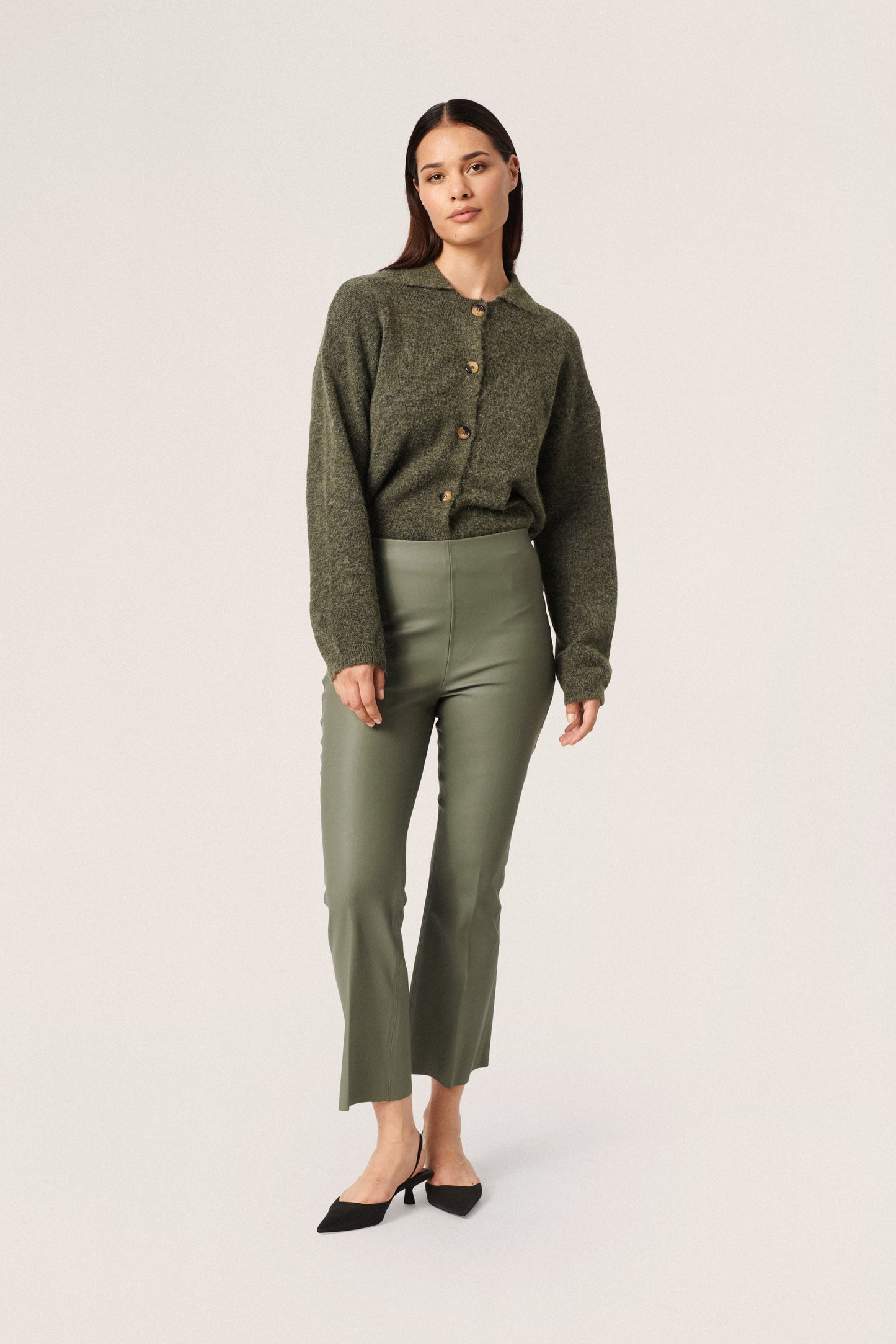 Soaked in Luxury Miya Cardigan Knit Tea Leaf Melange