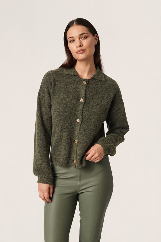Soaked in Luxury Miya Cardigan Knit Tea Leaf Melange