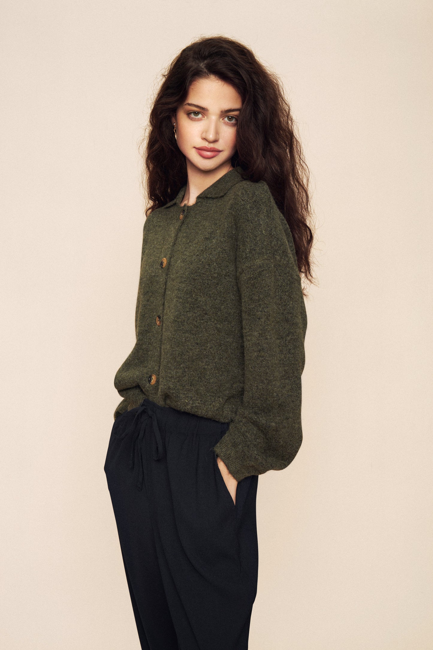 Soaked in Luxury Miya Cardigan Knit Tea Leaf Melange