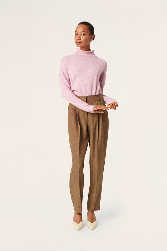 Soaked in Luxury Miya Slim Sleeve Pullover Knit Mauve Mist Melange