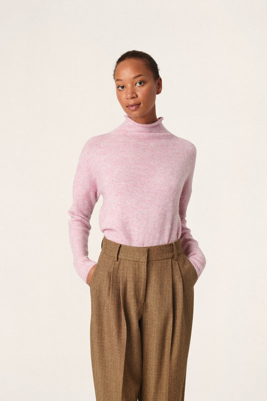 Soaked in Luxury Miya Slim Sleeve Pullover Knit Mauve Mist Melange