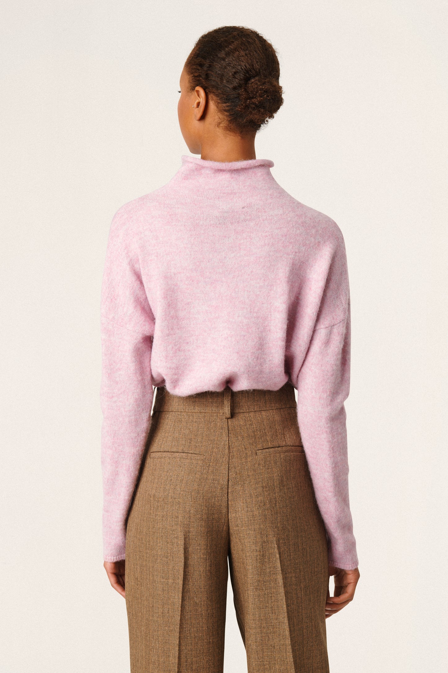 Soaked in Luxury Miya Slim Sleeve Pullover Knit Mauve Mist Melange