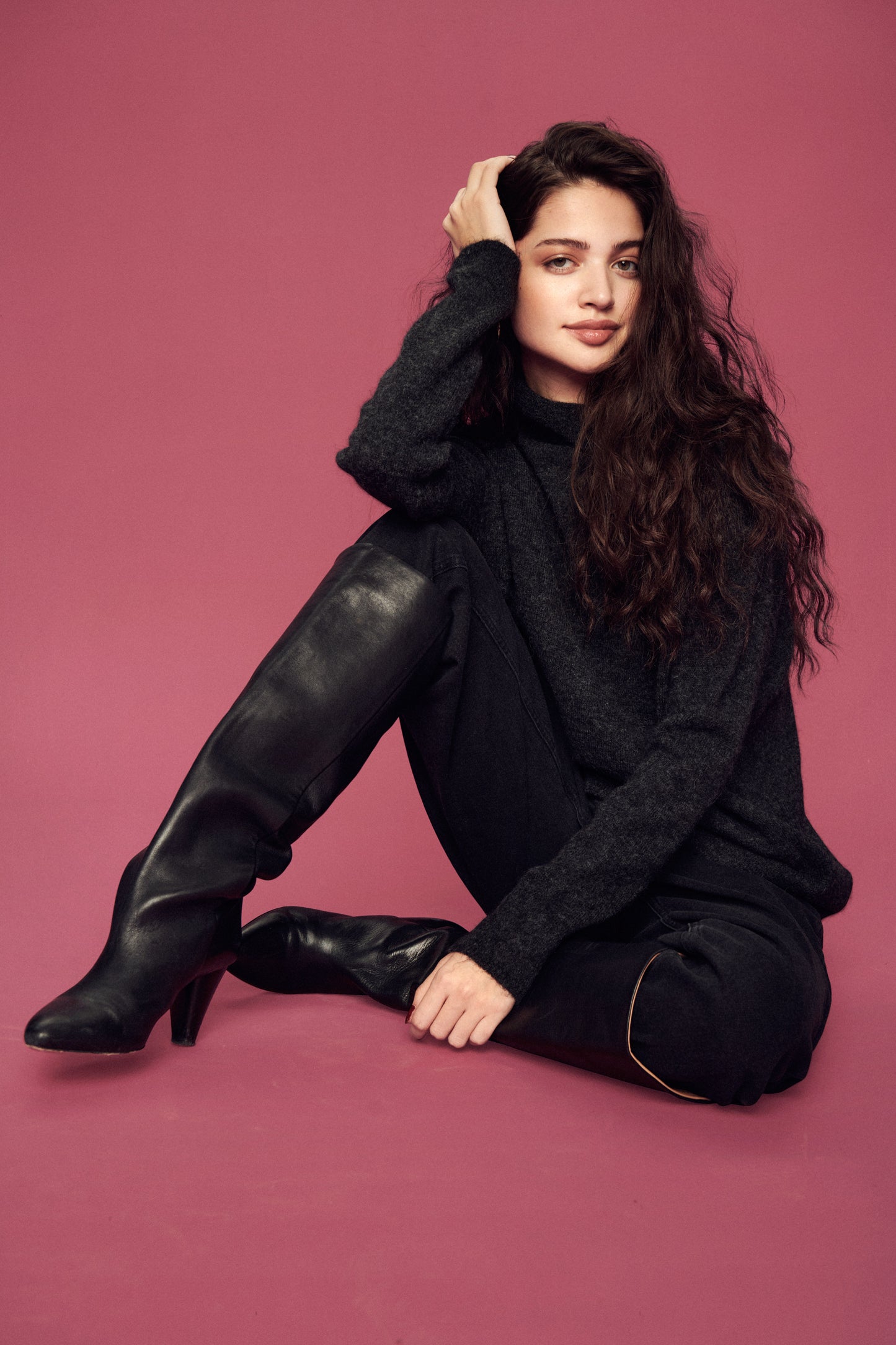 Soaked in Luxury Miya Slim Sleeve Pullover Knit Black Melange