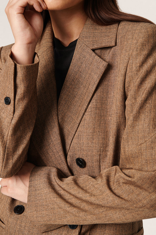 Soaked in Luxury Nadia Blazer Jackets Light Brown Melange