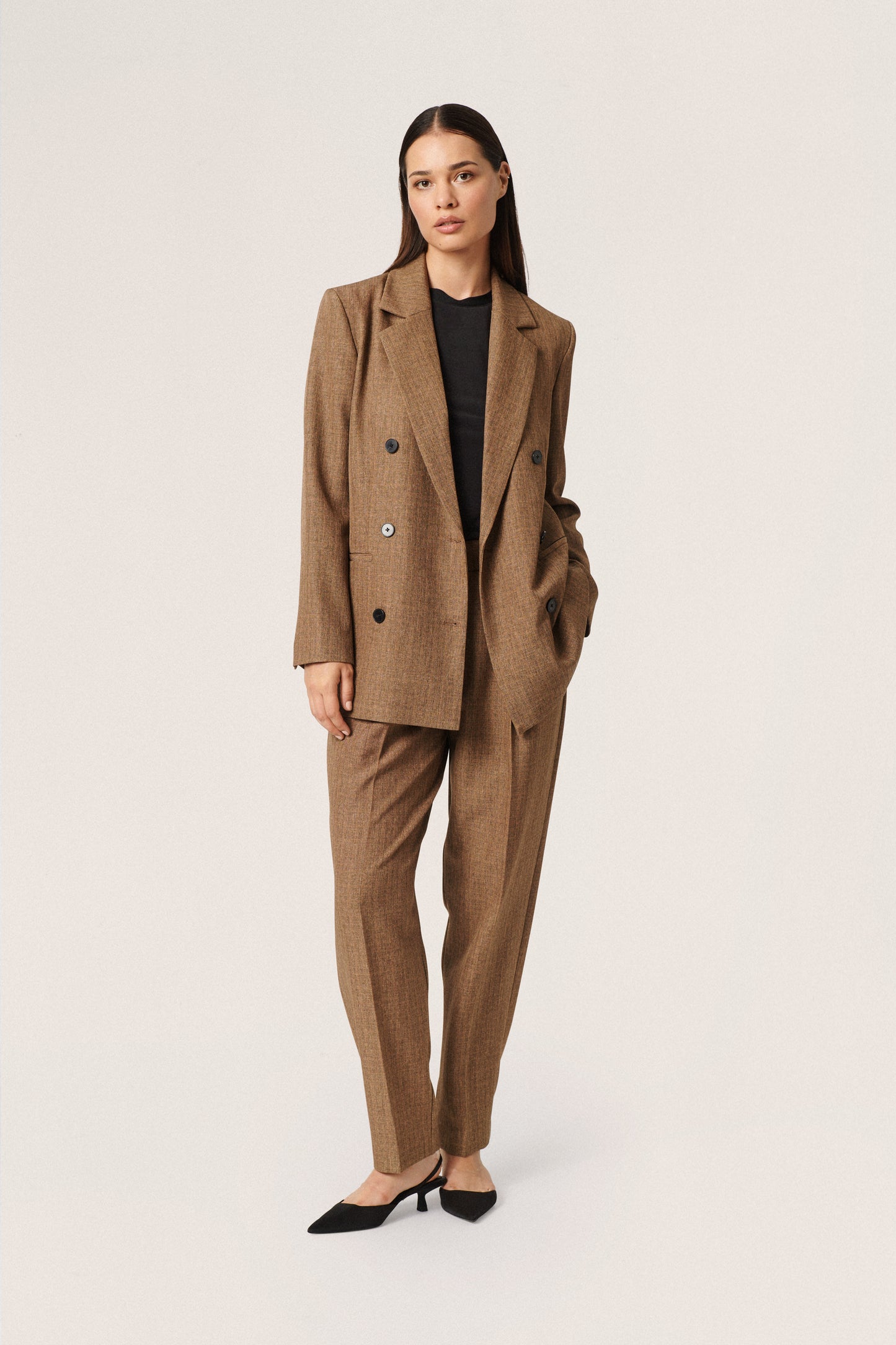 Soaked in Luxury Nadia Blazer Jackets Light Brown Melange