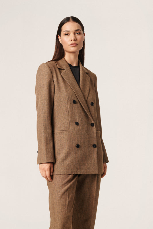 Soaked in Luxury Nadia Blazer Jackets Light Brown Melange