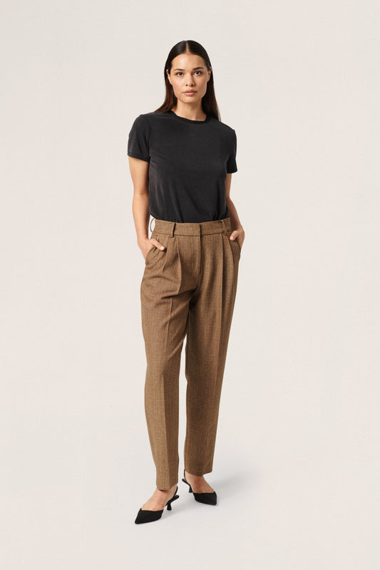 Soaked in Luxury Nadia Pants Trousers Light Brown Melange