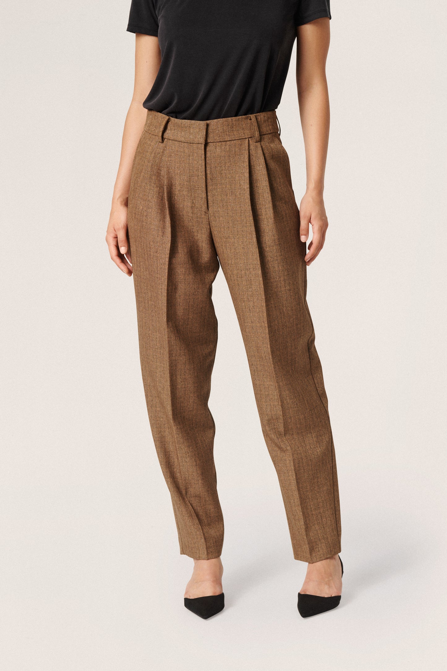 Soaked in Luxury Nadia Pants Trousers Light Brown Melange