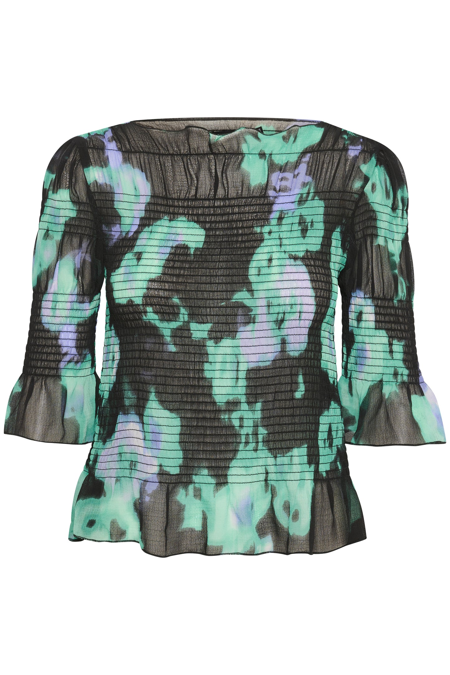 Soaked in Luxury Olympia Blouse Shirts/Blouses Green Blurred Flower Print