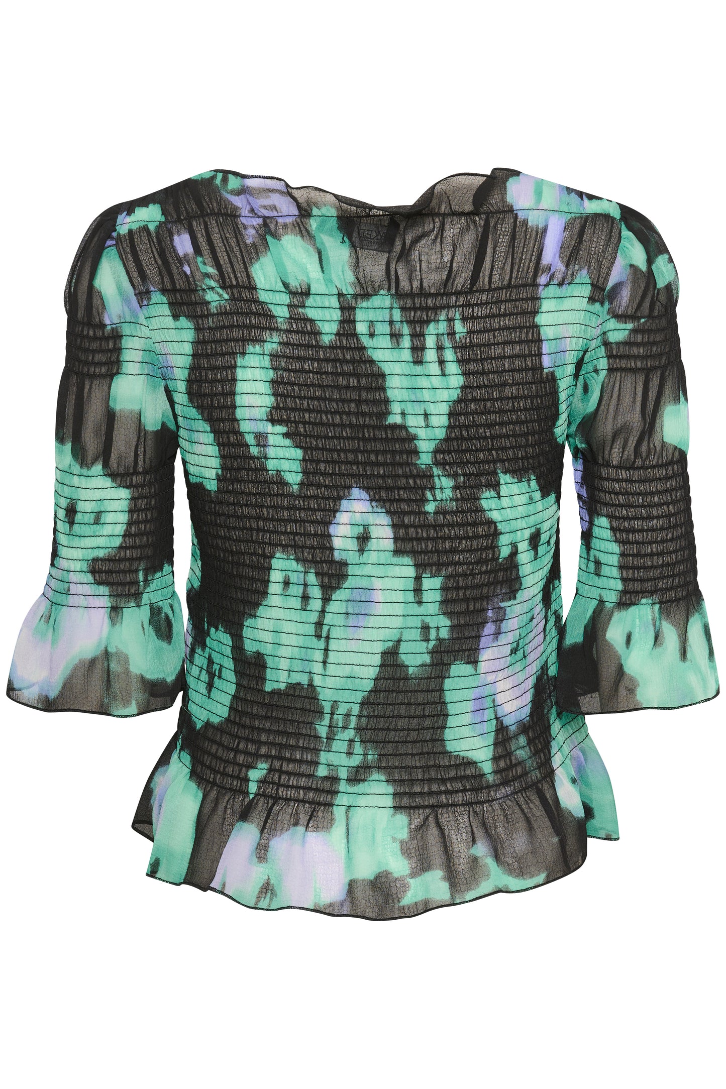 Soaked in Luxury Olympia Blouse Shirts/Blouses Green Blurred Flower Print