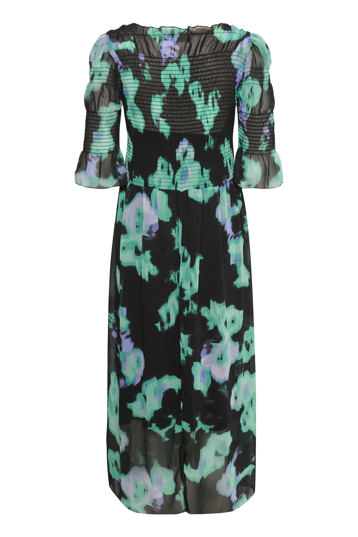 Soaked in Luxury Olympia Dress Sleeves Dresses Green Blurred Flower Print