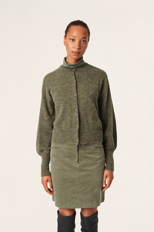 Soaked in Luxury Padma Tuesday Cardigan LS Knit Tea Leaf