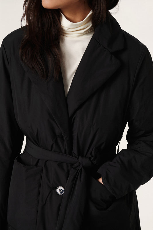 Soaked in Luxury Panda Coat Outerwear Black