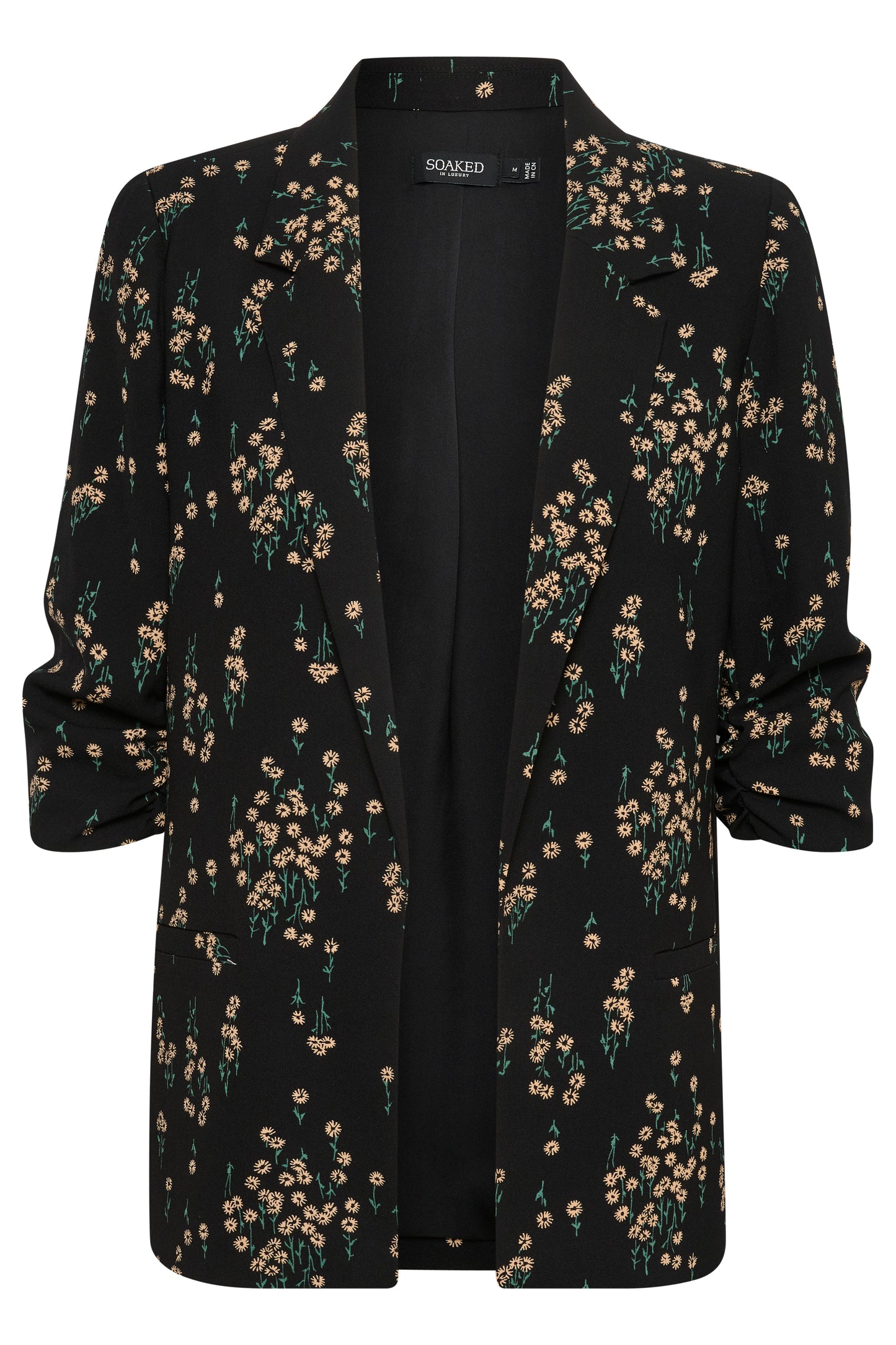 Soaked in Luxury Shirley Printed Blazer Jackets Black Mini Flower Print