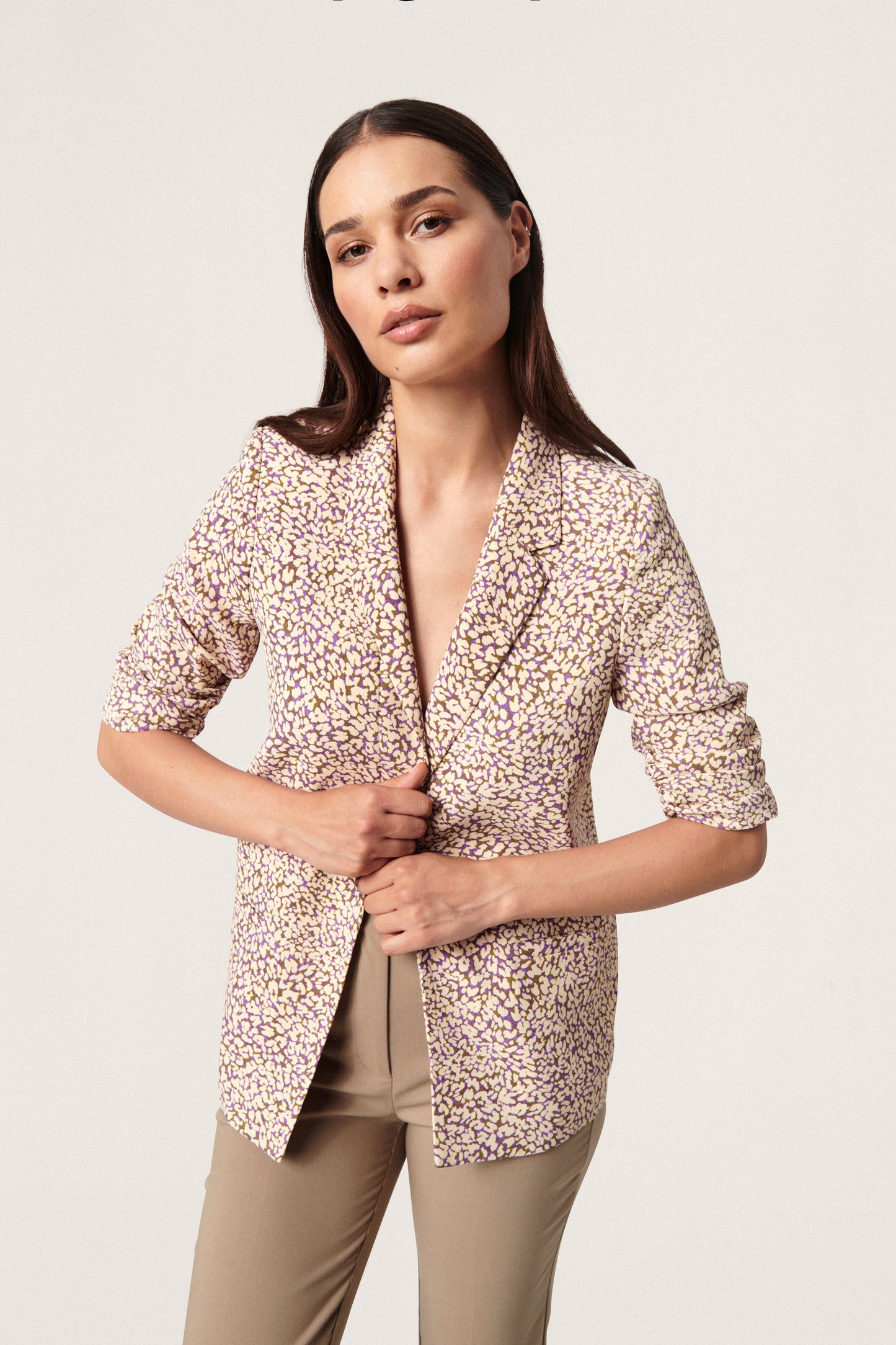 Soaked in Luxury Shirley Printed Blazer Jackets Purple Animal Print