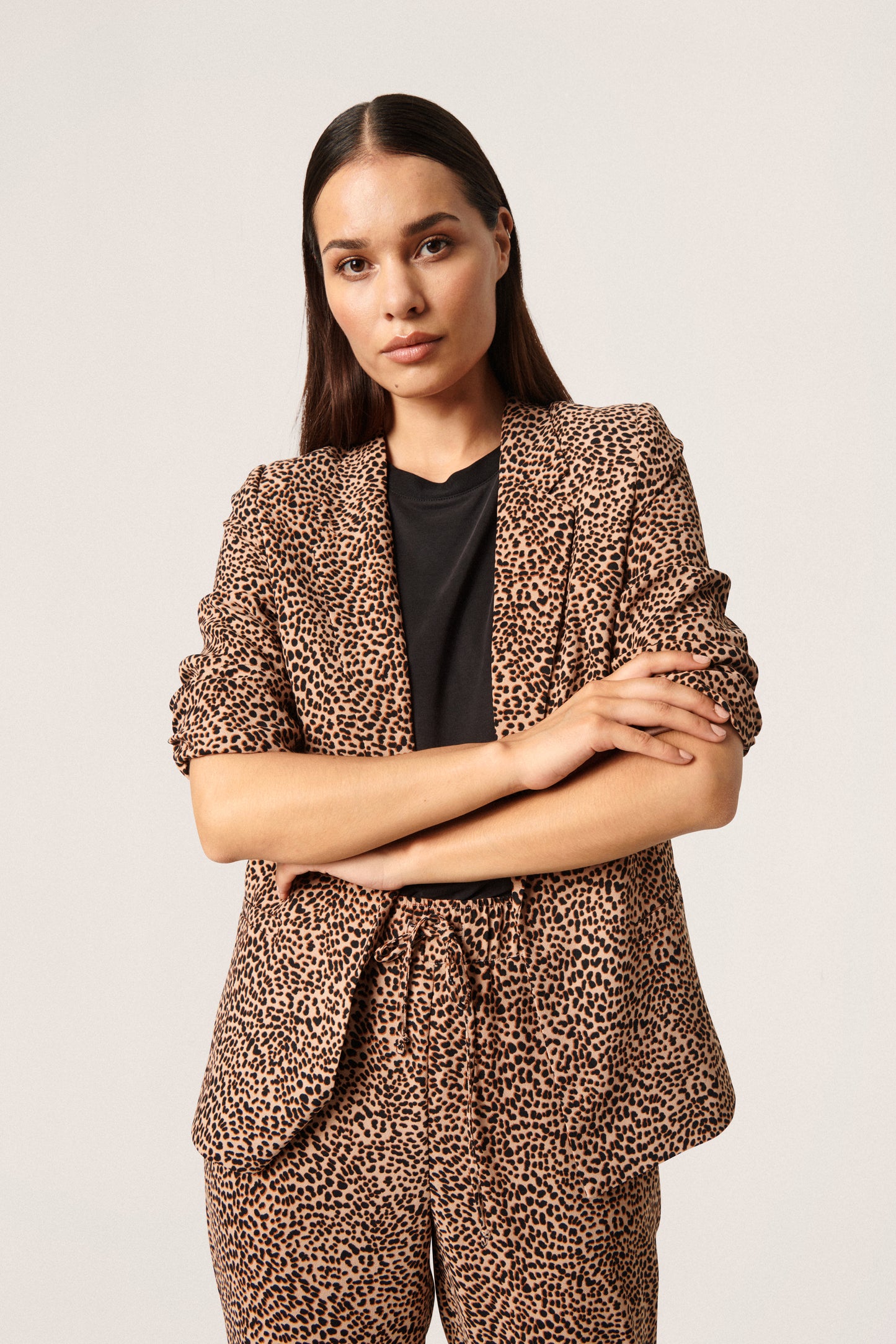 Soaked in Luxury Shirley Printed Blazer Jackets Tigers Eye Mini Leopard Print