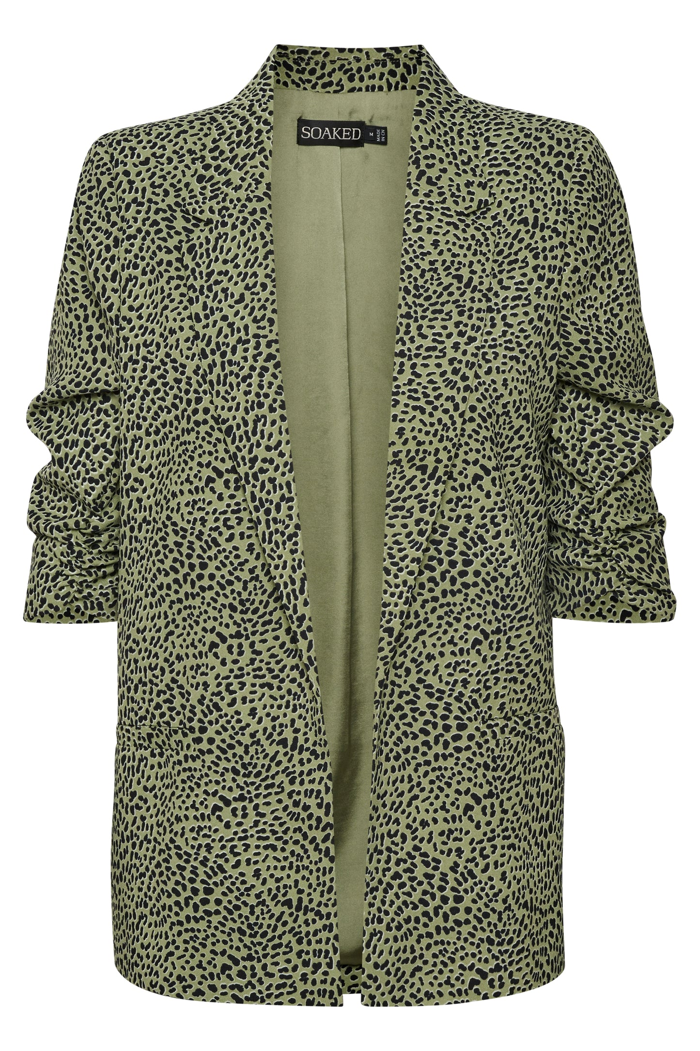 Soaked in Luxury Shirley Printed Blazer Jackets Olive Mini Leopard Print