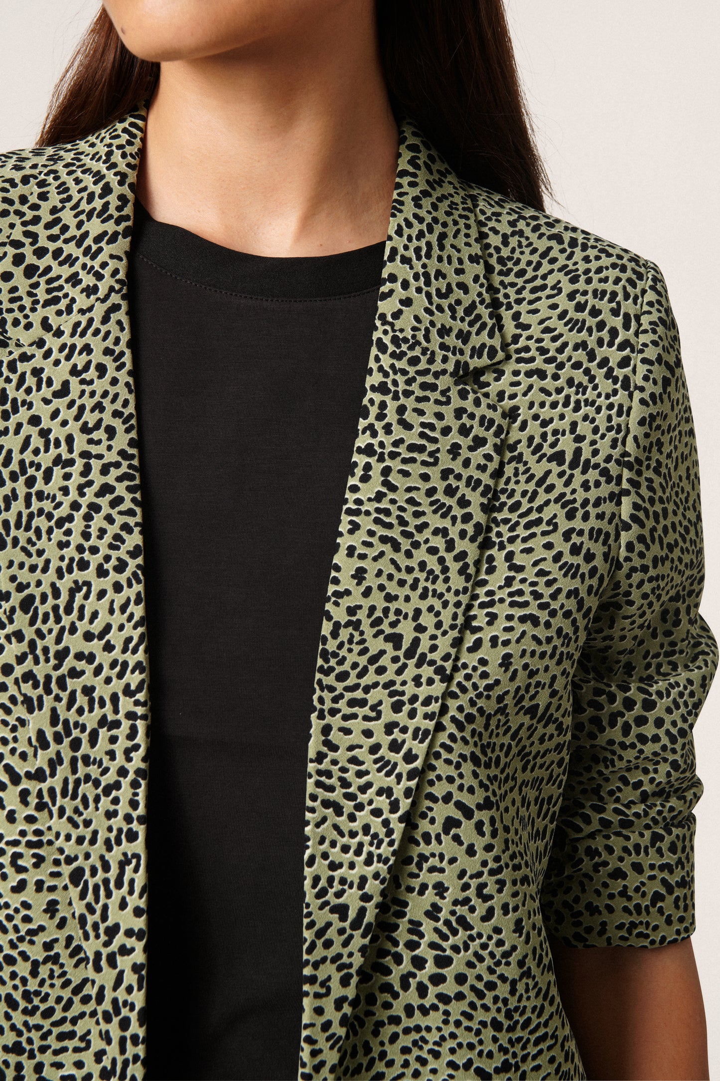Soaked in Luxury Shirley Printed Blazer Jackets Olive Mini Leopard Print