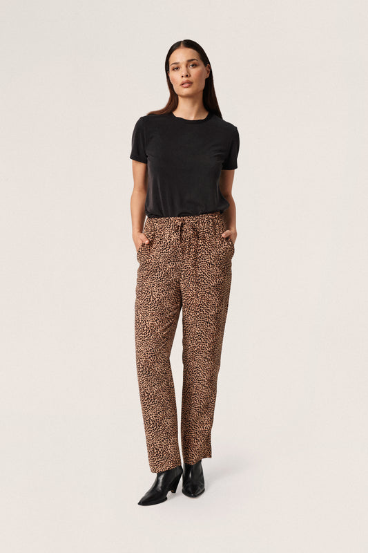 Soaked in Luxury Shirley Printed Pants Trousers Tigers Eye Mini Leopard Print