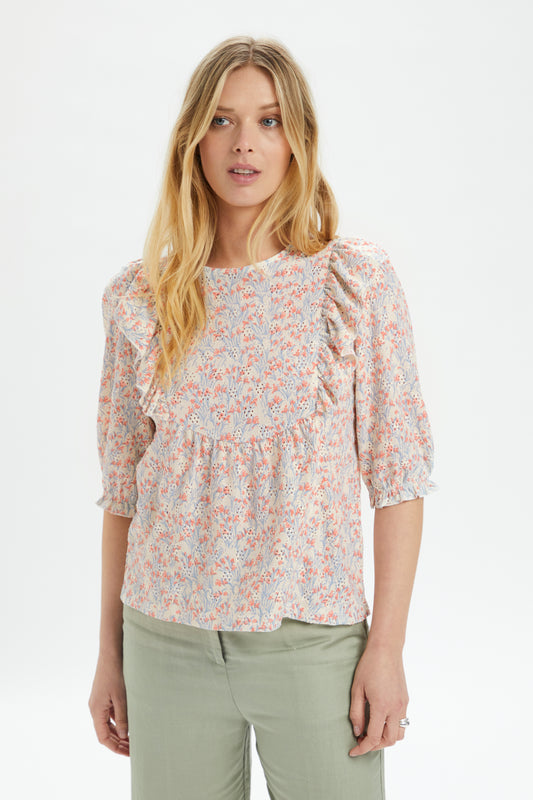 Soaked in Luxury Suzie Blouse SS Shirts/Blouses Whisper White Lily Print