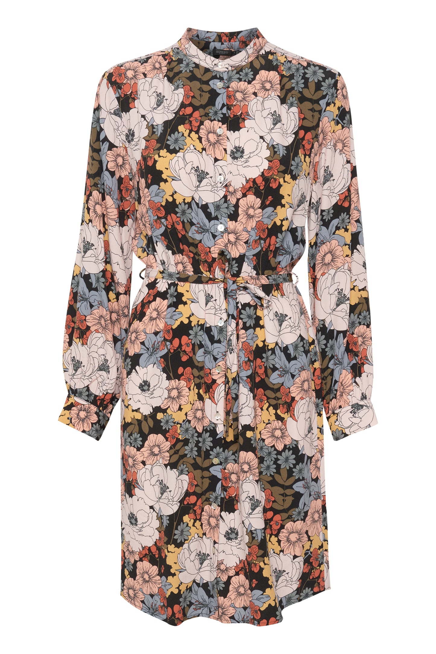 Soaked in Luxury Sylvia Shirt Dress Dresses Black Large Poppy Print