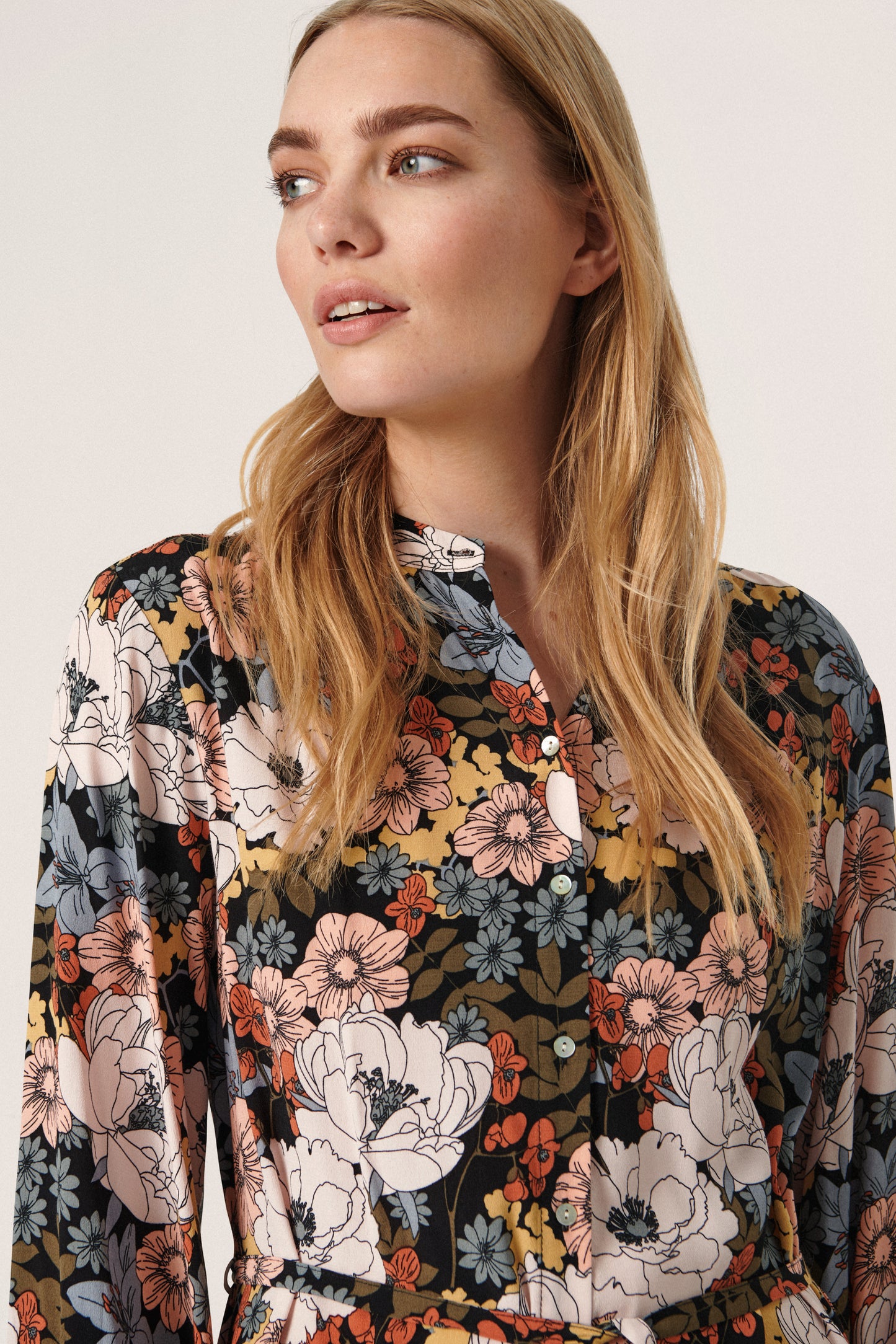 Soaked in Luxury Sylvia Shirt Dress Dresses Black Large Poppy Print