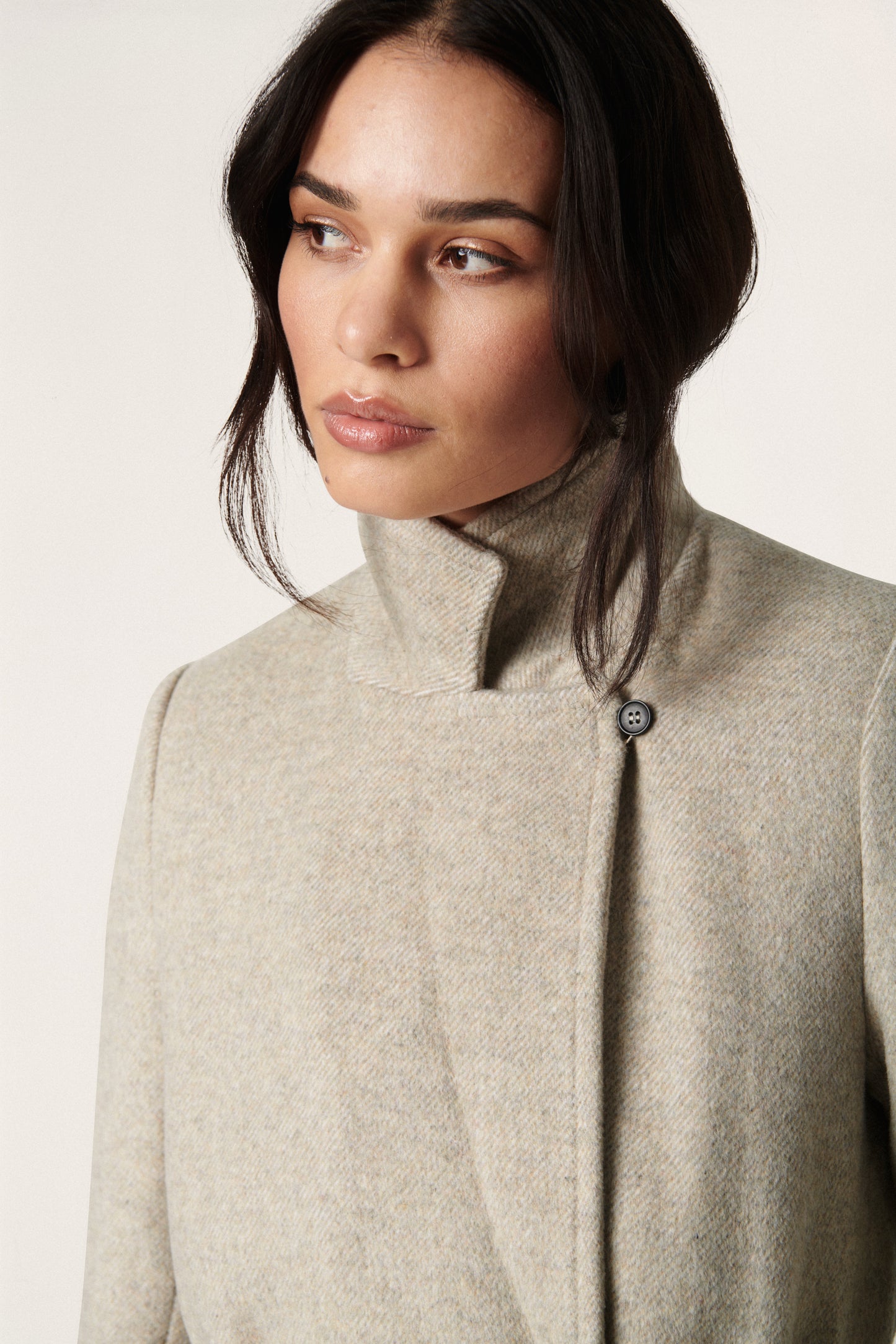 Soaked in Luxury Tenerife Coat Outerwear Light Grey & White Twill