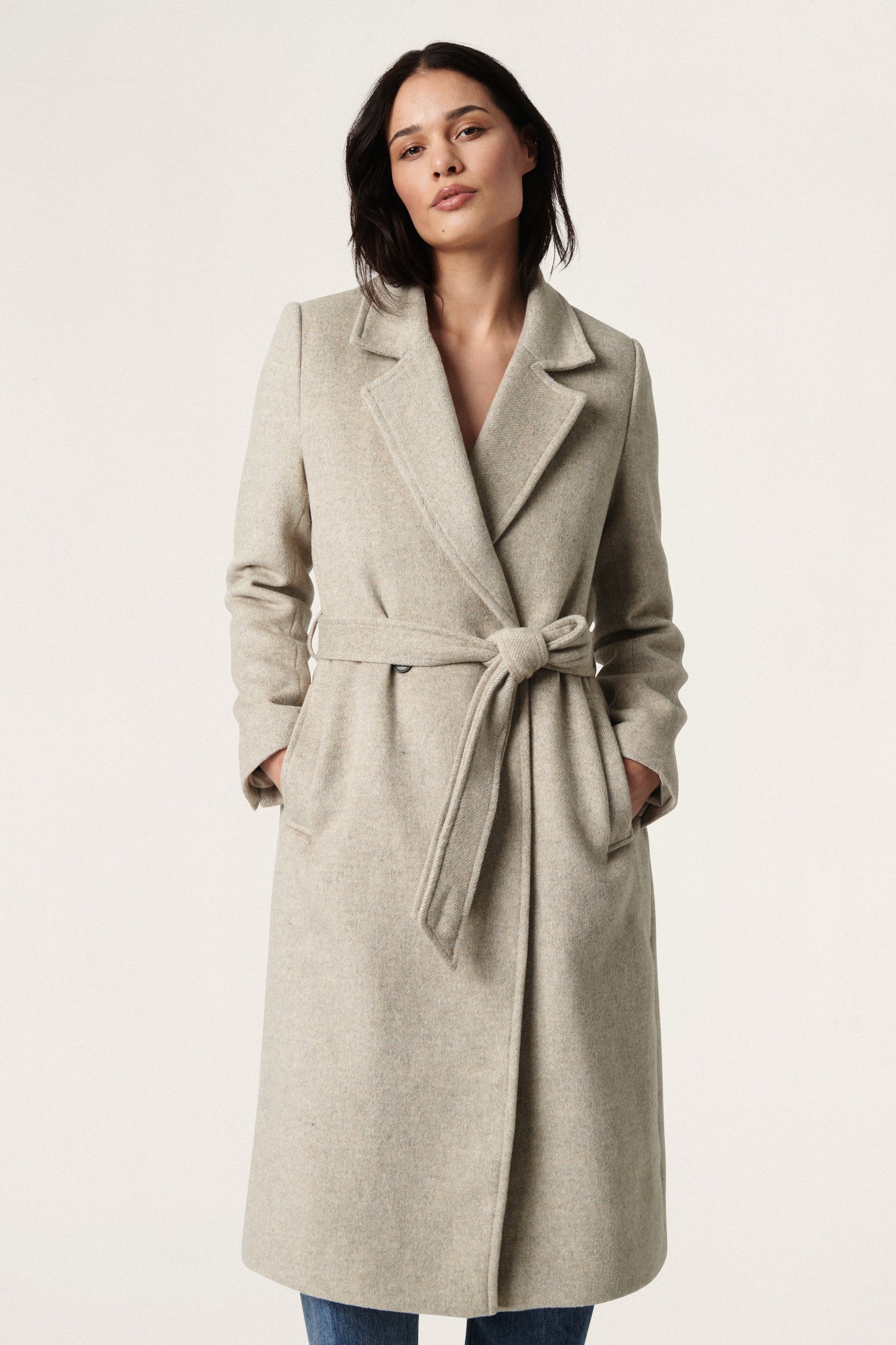 Soaked in Luxury Tenerife Coat Outerwear Light Grey & White Twill
