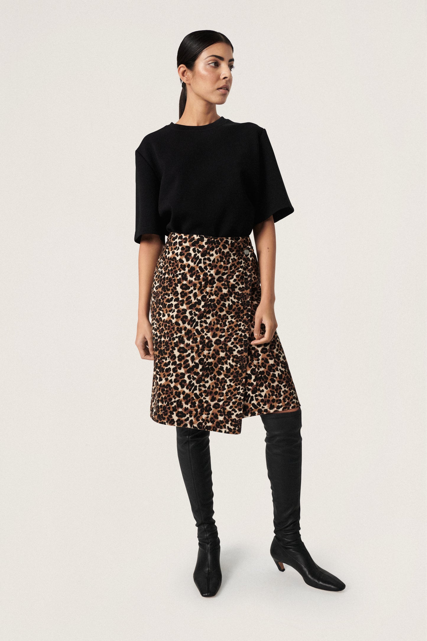 Tessie denim mini overslag rok dieren motief