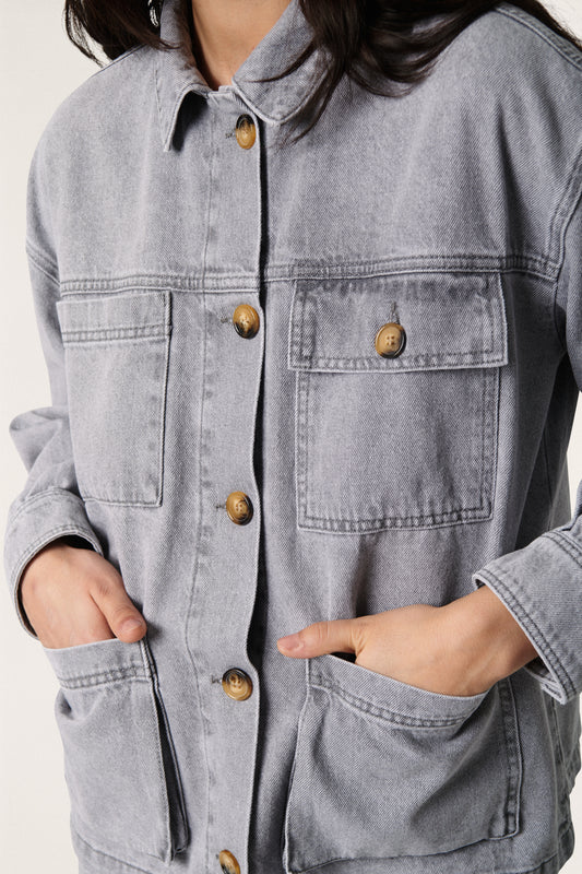 Soaked in Luxury Tessie Samar Jacket Jackets Light Grey Denim