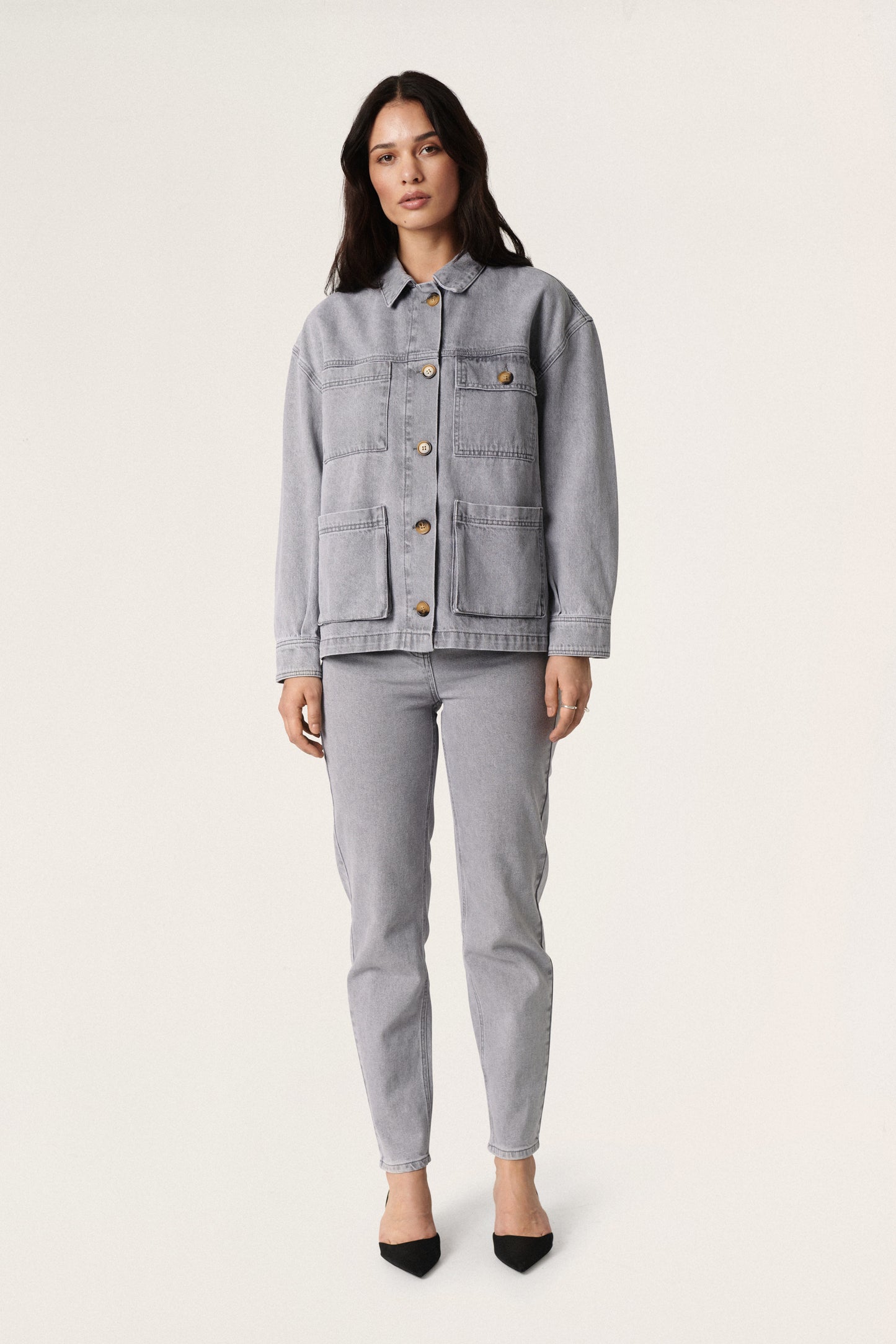 Soaked in Luxury Tessie Samar Jacket Jackets Light Grey Denim