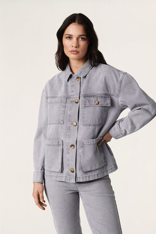 Soaked in Luxury Tessie Samar Jacket Jackets Light Grey Denim