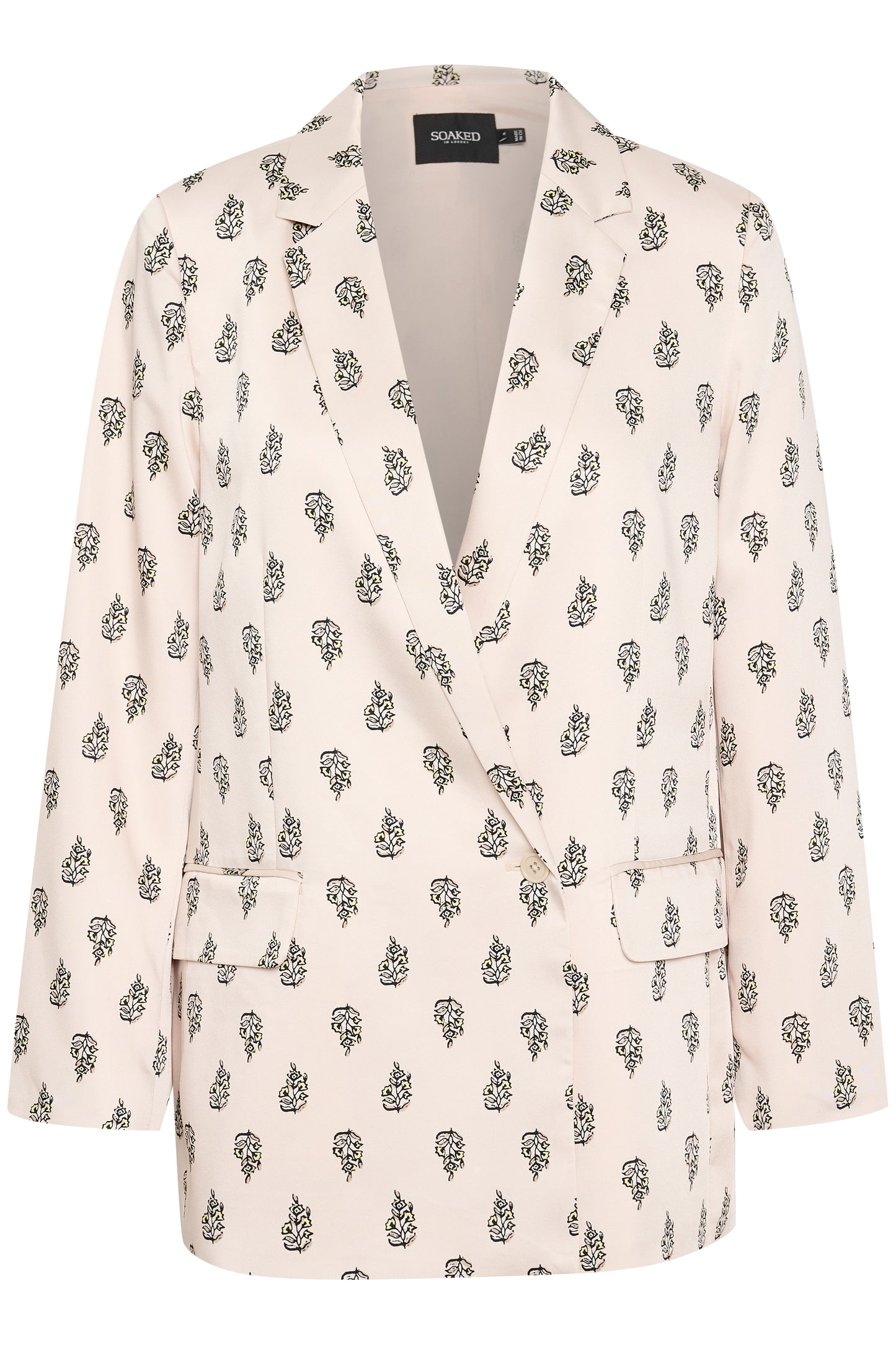 Soaked in Luxury Thora Blazer Jackets Oatmeal Block Print