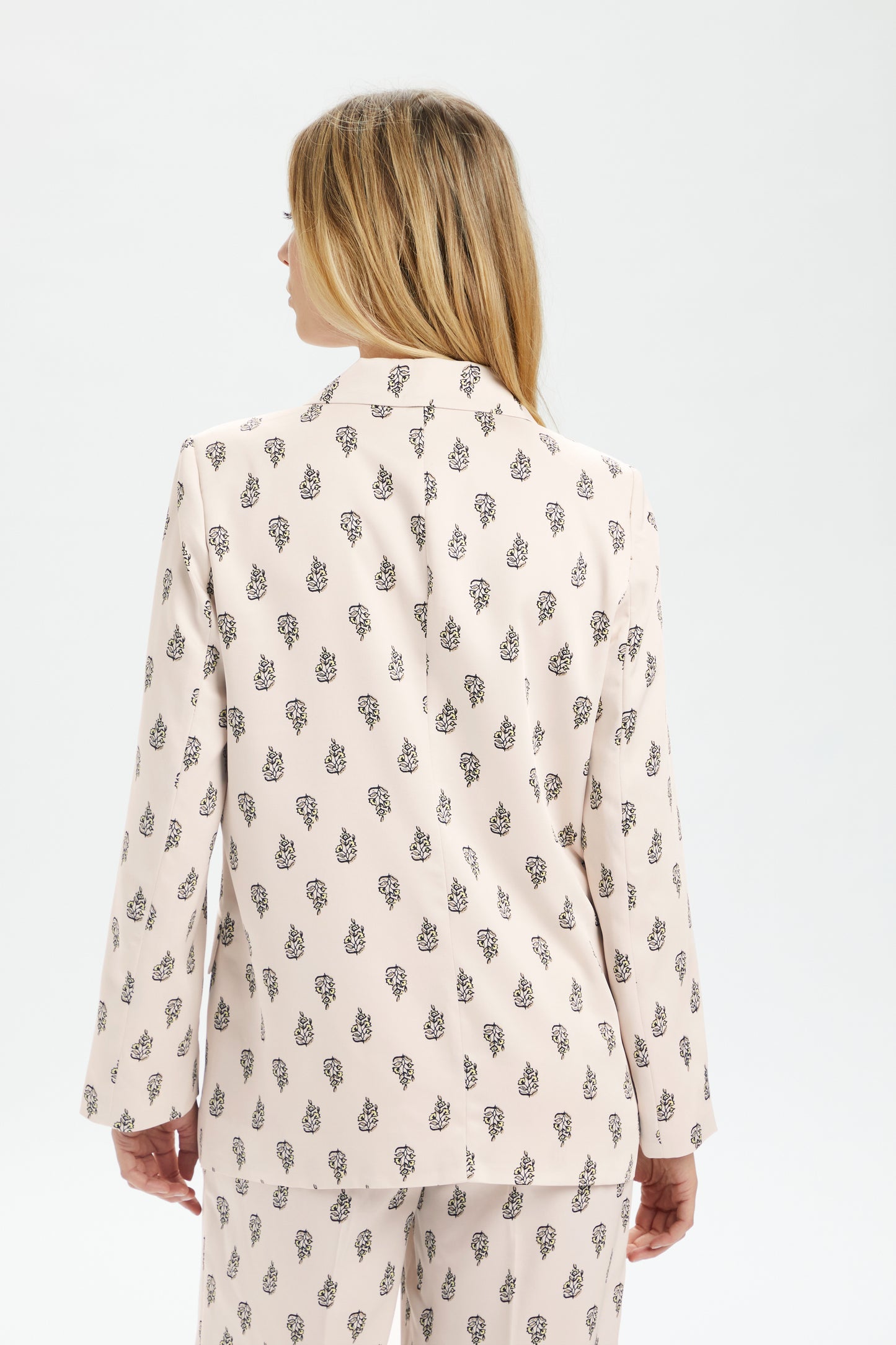 Soaked in Luxury Thora Blazer Jackets Oatmeal Block Print