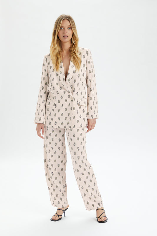 Soaked in Luxury Thora Pants Trousers Oatmeal Block Print