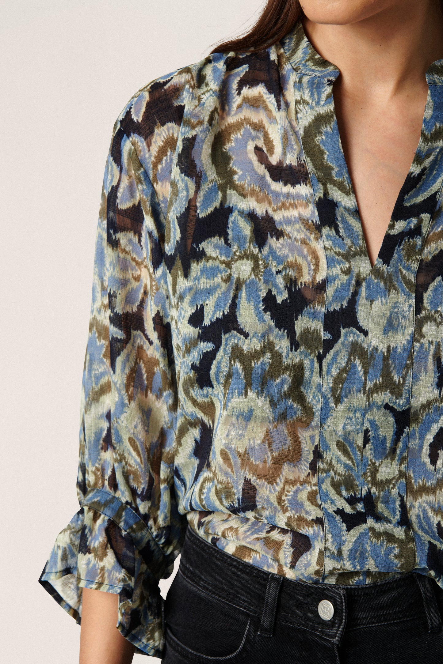 Soaked in Luxury Tiana Amily Blouse 3/4 Shirts/Blouses Night Sky Tapestry Print