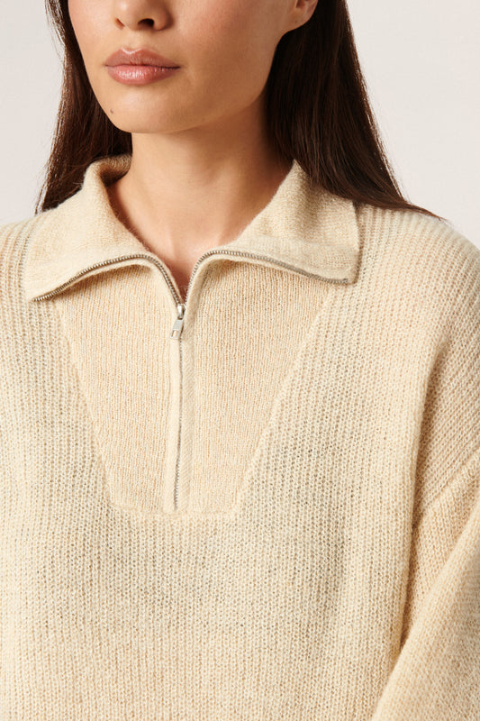 Soaked in Luxury Tuesday Tunic LS Knit Bone White