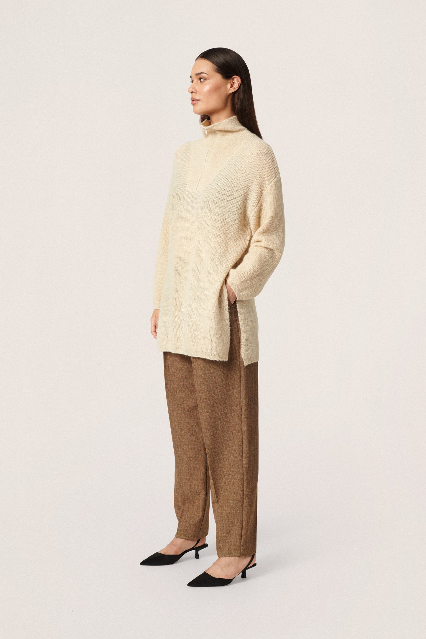Soaked in Luxury Tuesday Tunic LS Knit Bone White