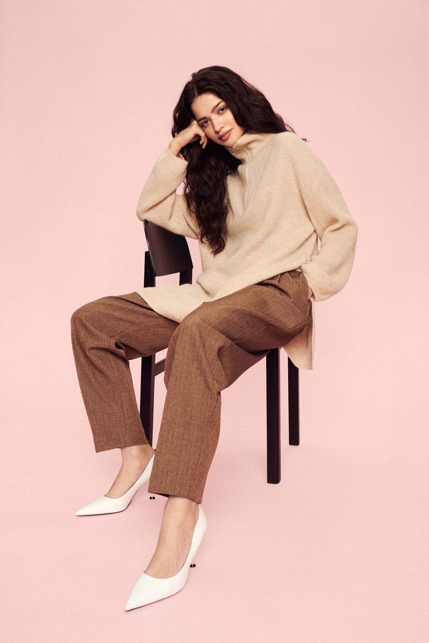Soaked in Luxury Tuesday Tunic LS Knit Bone White