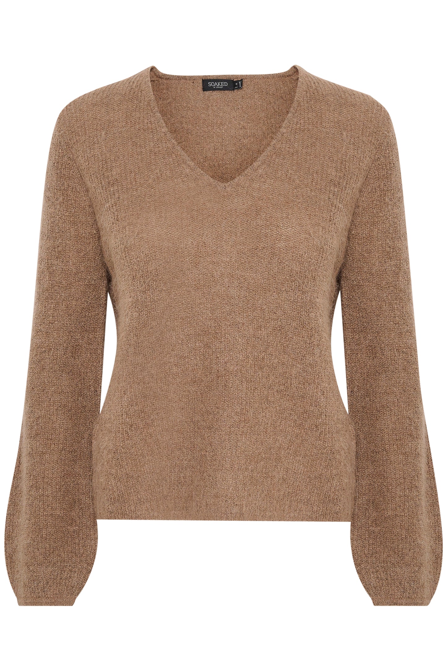 Soaked in Luxury Tuesday V-Neck Jumper LS Knit Brownie