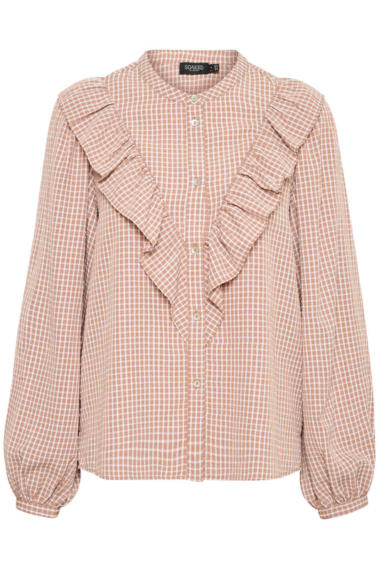 Soaked in Luxury Wiola Shirt LS Shirts/Blouses Beaver Fur/Broken White Checks